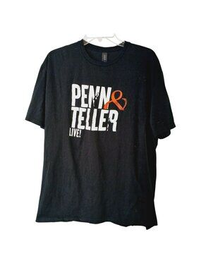 Penn & Teller Live! Gildan Softstyle T-Shirt XL Black Cotton Magic Comedy #D31